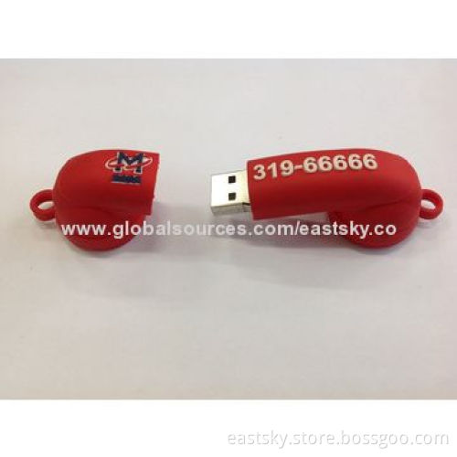 Custom telephone shape USB drive, made of soft PVC material, OEM orders are welcomeNew